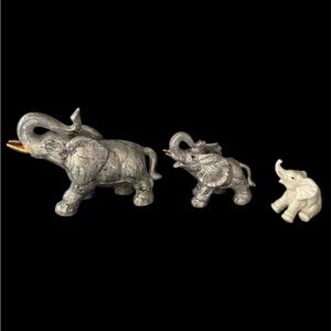 Set of Three Porcelain Elephant Figurines